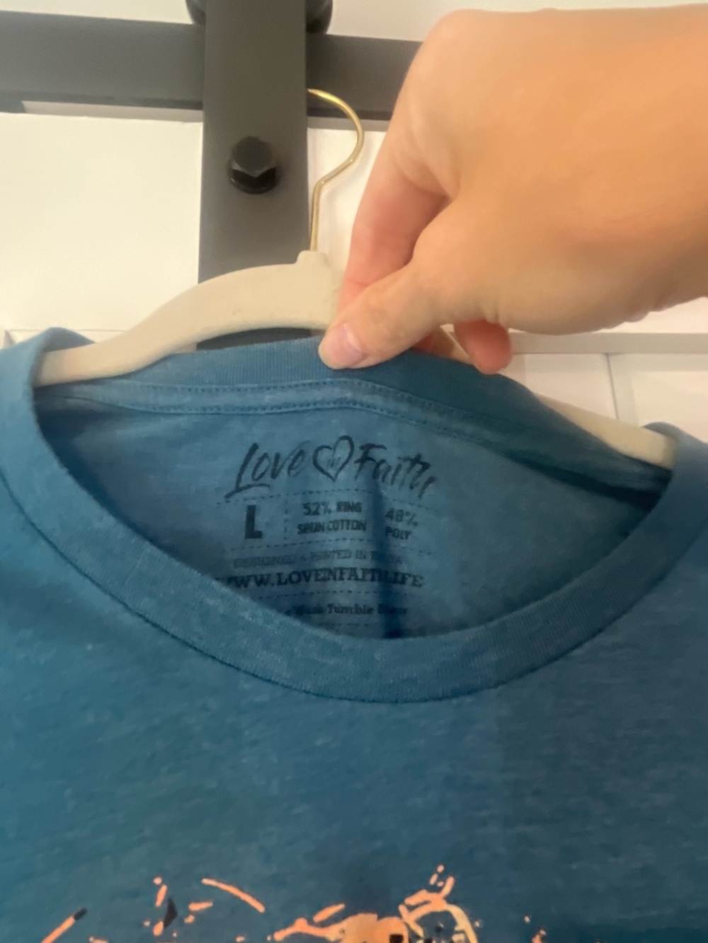 Faith Graphic Tee - Teal Short Sleeve Inspirational Shirt - Picture 3 of 4